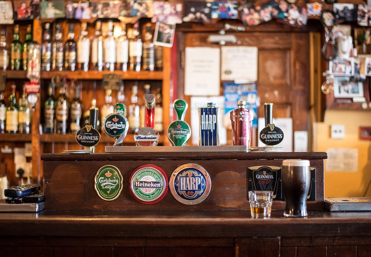 Beer and alcohol drinks at a bar
