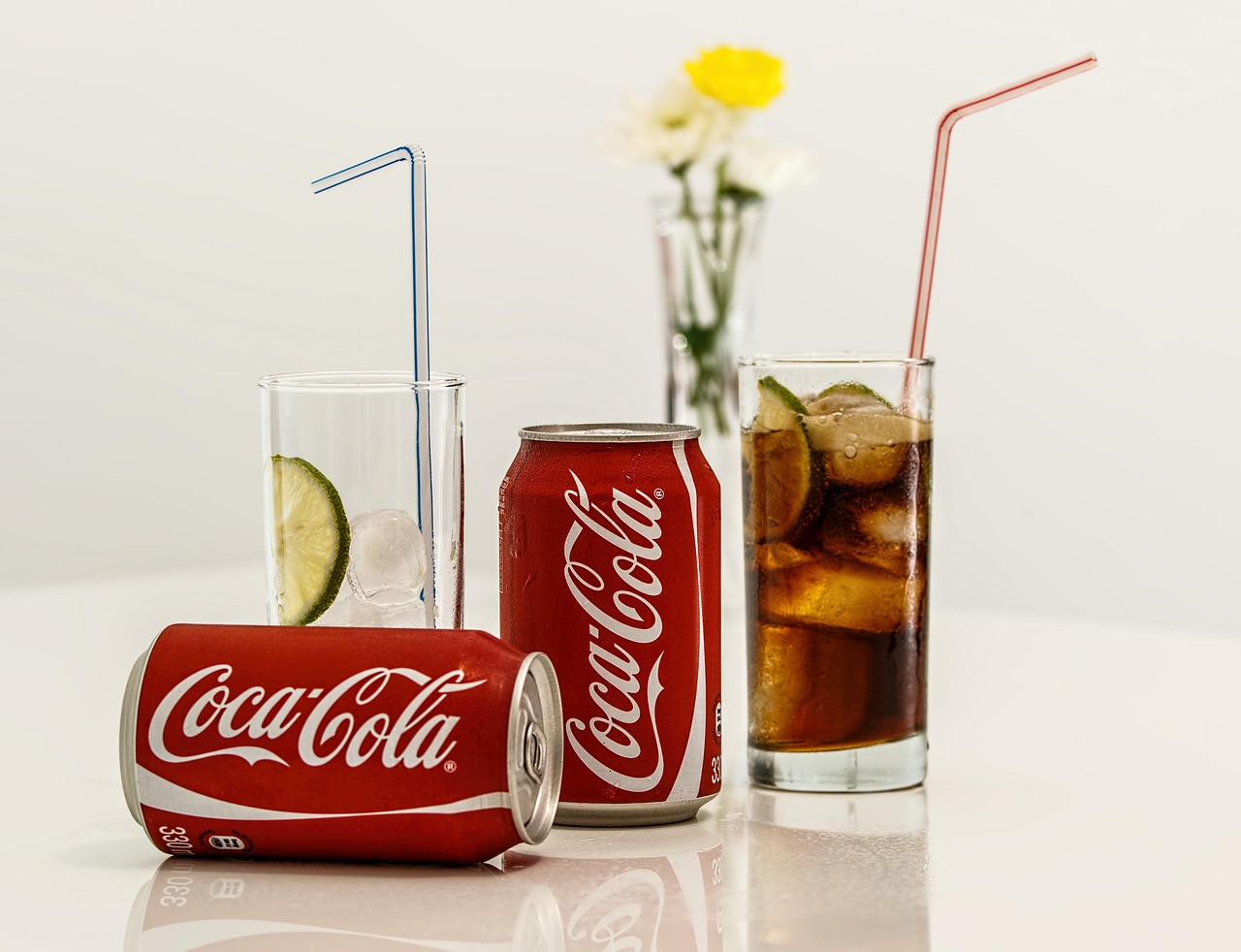 Sugary soda drinks with high fructose corn syrup
