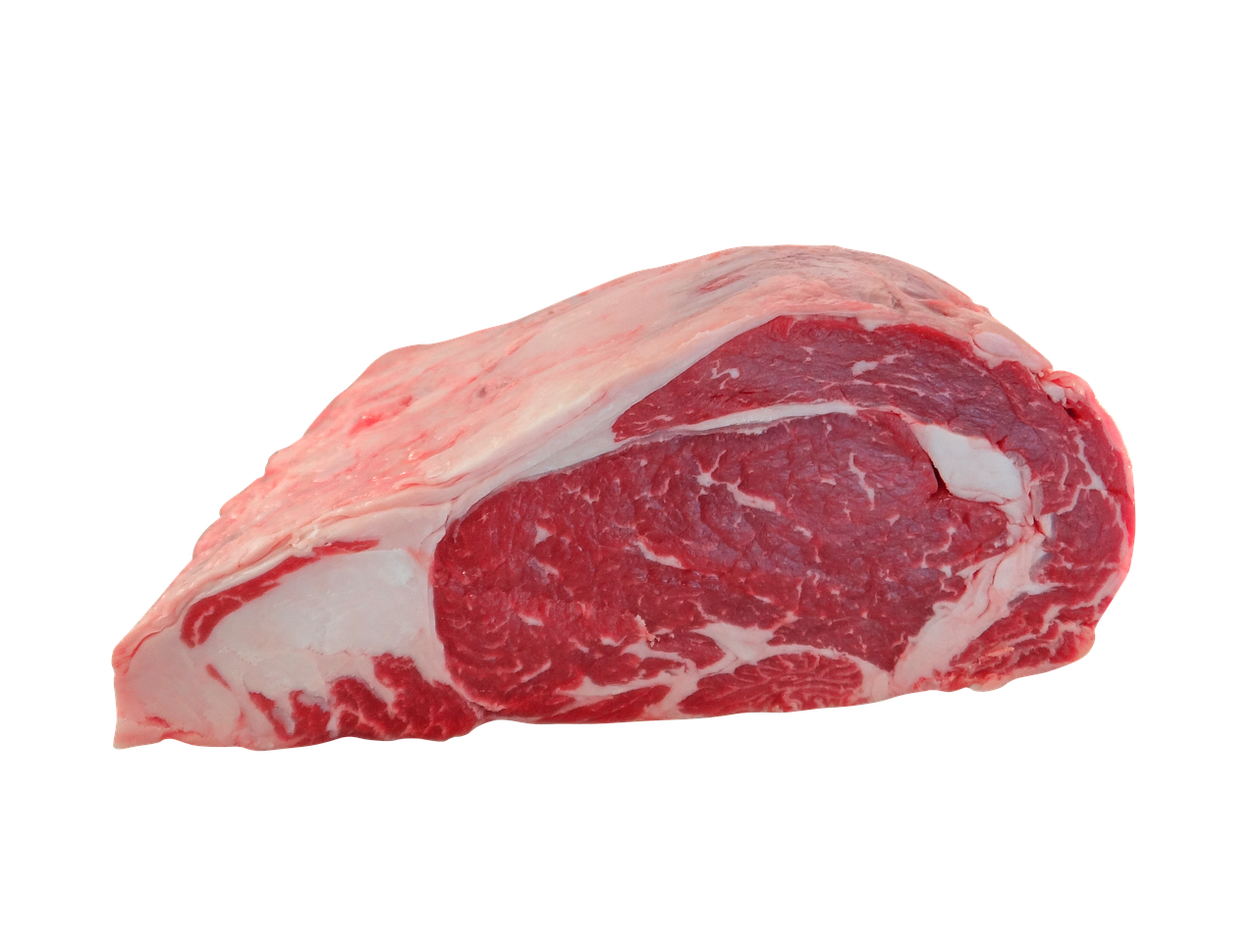 Raw red meat steak at a butcher