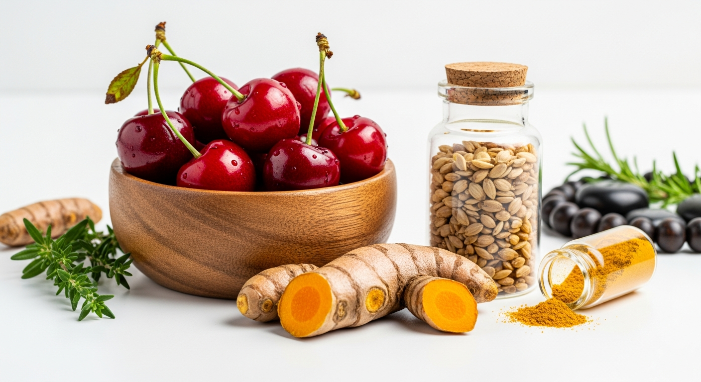 Natural remedies for gout including cherries, turmeric, and celery