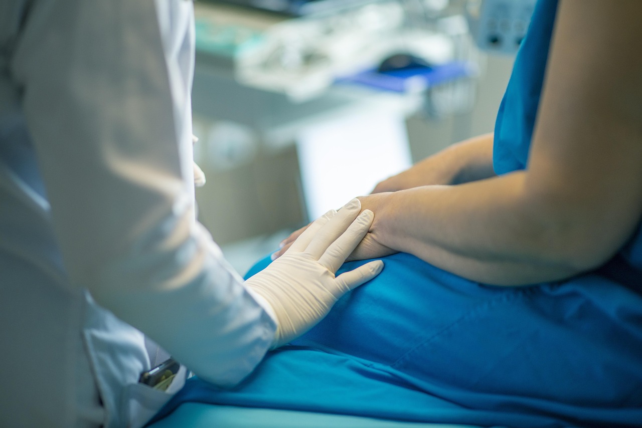 A serious medical consultation between a doctor and patient